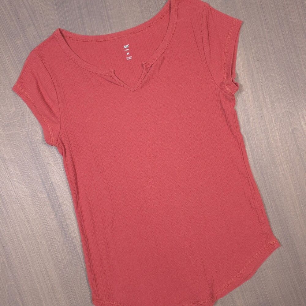 DIP Women's Medium Sleep Shirt, with split crew neckline, Rust in Color
